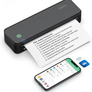 JADENS Portable Wireless Printer – Bluetooth Thermal Printer for Travel, Inkless Printing, Supports 8.5"×11" US Letter Size